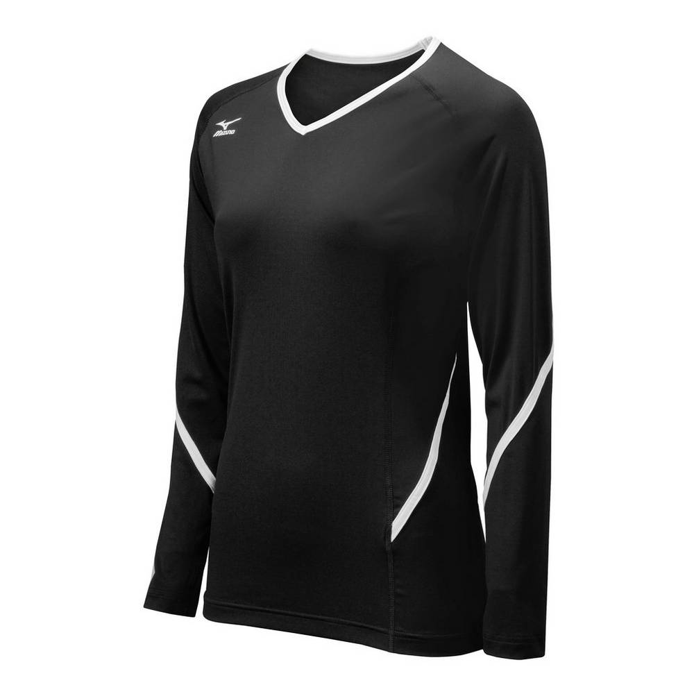 Maglia Mizuno Pallavolo Techno Generation Long Sleeve Donna - Nere/Bianche - 40817-FPIJ